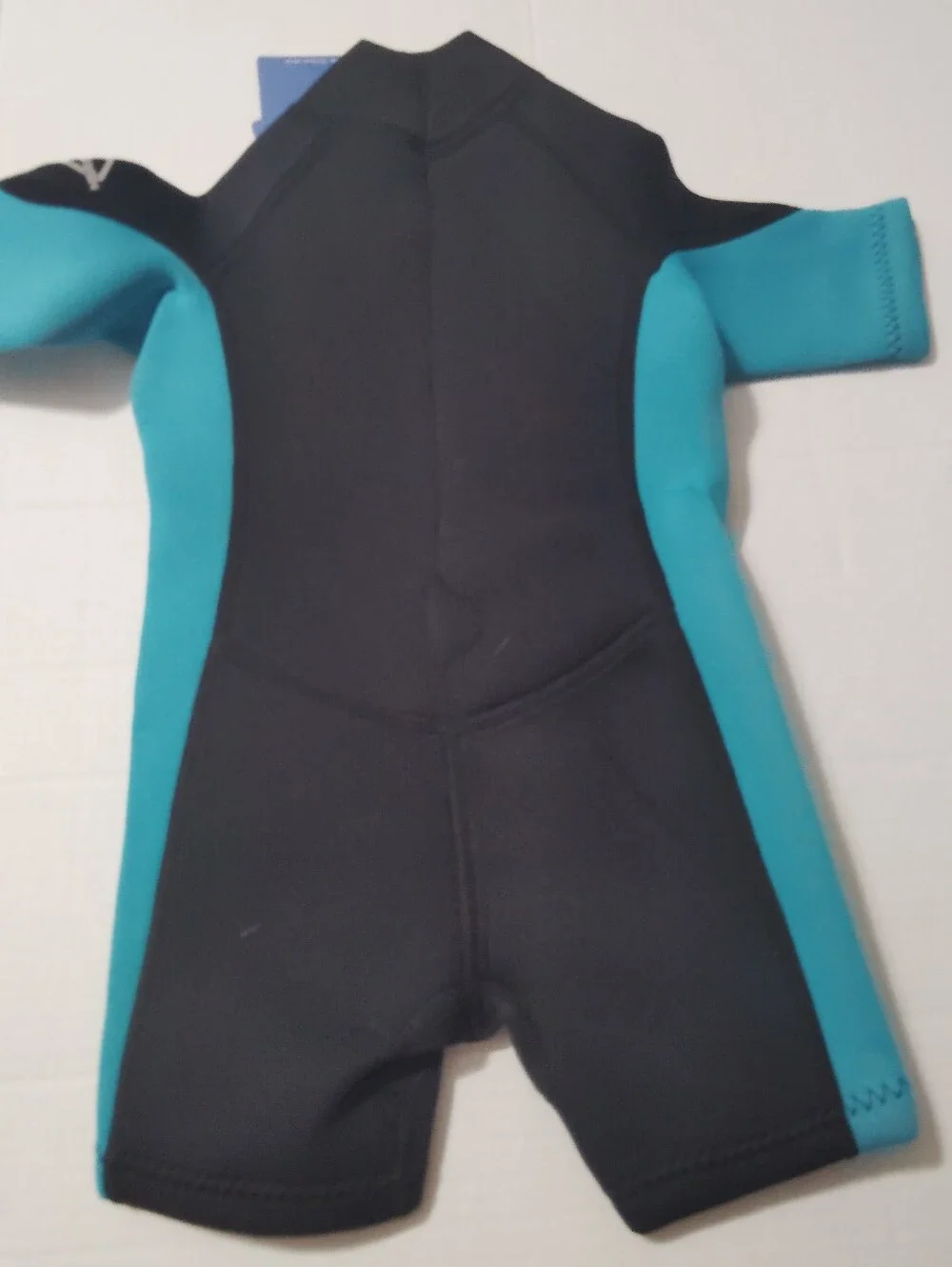 Kids Short Sleeve One-Piece Wetsuit - Black & Teal